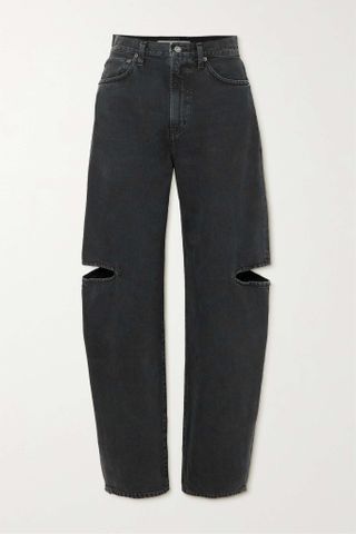 Agolde + Sanna Cutout High-Rise Wide-Leg Organic Jeans