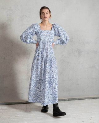 Omnes + Bci Cotton Daphne Square Neck Tiered Midaxi Dress