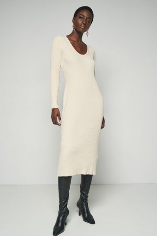 Nu-In + Long Sleeve Ribbed Midi Dress