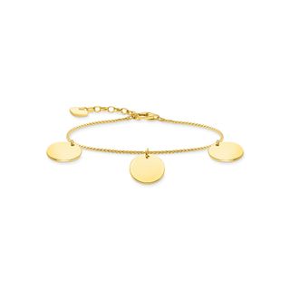 Thomas Sabo + Bracelet with Three Gold Dics in 18k Yellow Gold Plate
