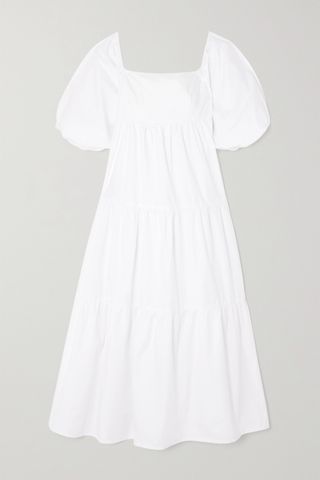 Faithfull the Brand + + Net Sustain Kiona Tiered Cotton-Poplin Midi Dress