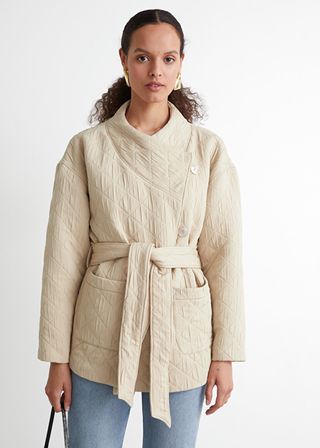 & Other Stories + Quilted Wrap Collar Puffer Jacket
