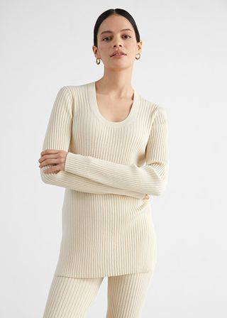 
Other Stories + Fitted Mulberry Silk Blend Rib Jumper