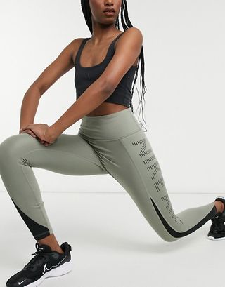Nike + Running Air Epic Fast 7/8 Leggings in Khaki