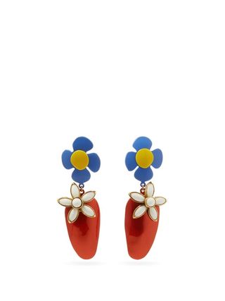 Saint Laurent + Resin Flower Clip Earrings
