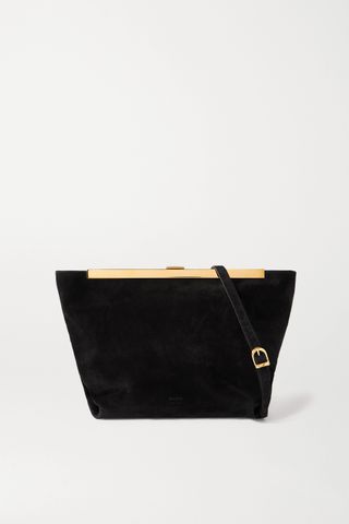 Khaite + Augusta Envelope Pleat Suede Shoulder Bag