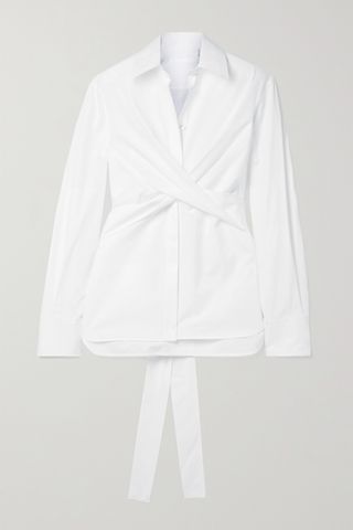 Helmut Lang + Tie-Detailed Cotton-Poplin Shirt