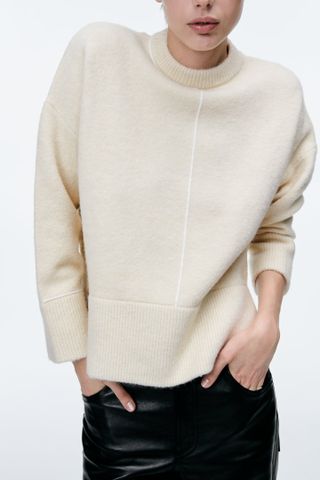 Zara + Knit Sweater With Piping