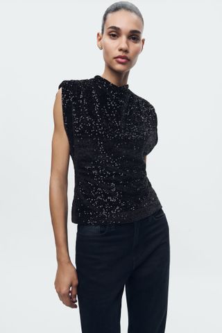 Zara + Sequin Velvet Top ZW Collection