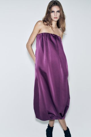 Zara + Strapless Taffeta Dress Limited Edition