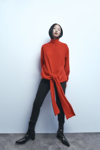 Zara + 100% Cashmere Knotted Sweater