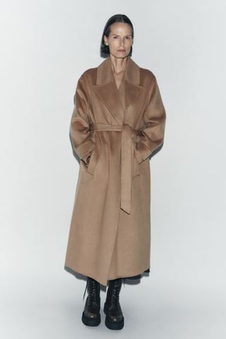 Zara + Double Faced Wool Blend Coat