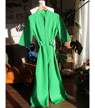 Vintage + 1970s Electric Green Jumpsuit