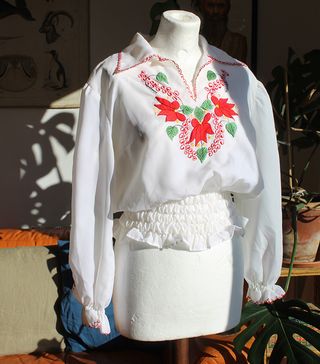 Vintage + 1970s Embroidered Hippy Blouse