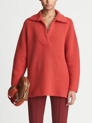 Reiss + Orange Harper Striped Knitted v Neck Jumper