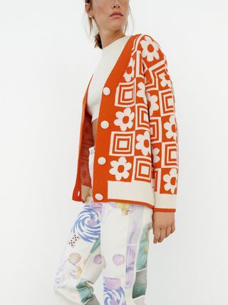 Zara + Jacquard Knit Cardigan