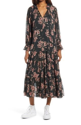 Free People + Feeling Groovy Long Sleeve Midi Dress