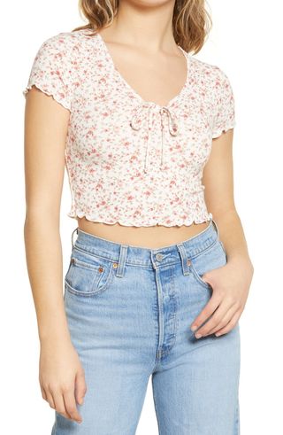 All in Favor + Pointelle Crop Top