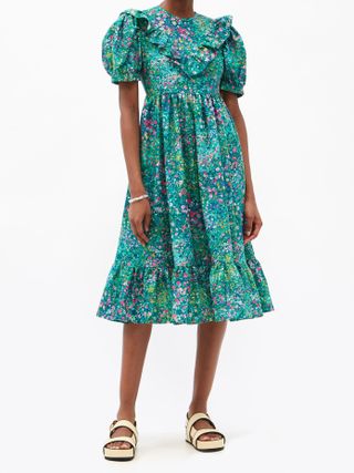 Batsheva + May Ruffled Floral-Print Cotton Dress