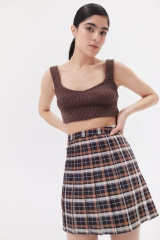 Urban Outfitters + Mary Plaid Pleated Mini Skirt