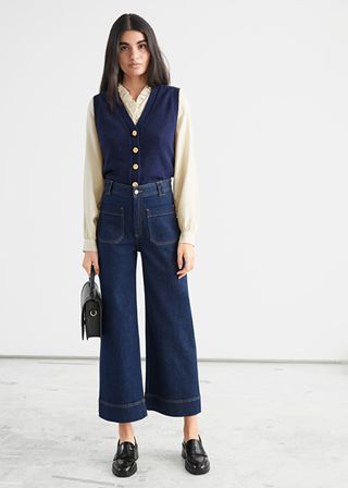 & Other Stories + Flared Cropped Patch Pocket Jeans