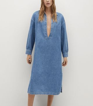 Mango + V-Neck Denim Dress