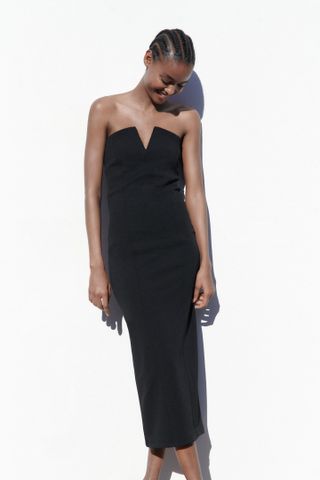 Zara + V-Neck Midi Dress
