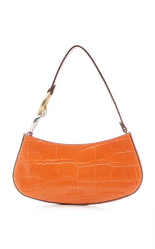 Staud + Ollie Croc-Effect Leather Shoulder Bag