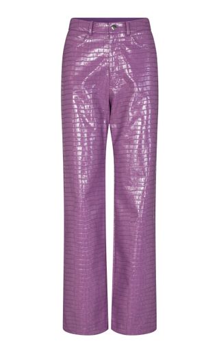 Rotate + Jeanine Croc-Effect Faux Leather Skinny Pants