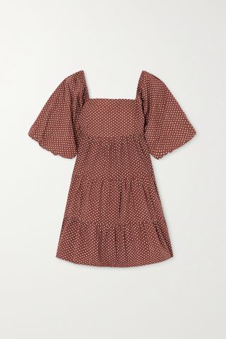 Faithfull the Brand + + Net Sustain Eryn Tie-Back Polka-Dot Cotton-Poplin Mini Dress