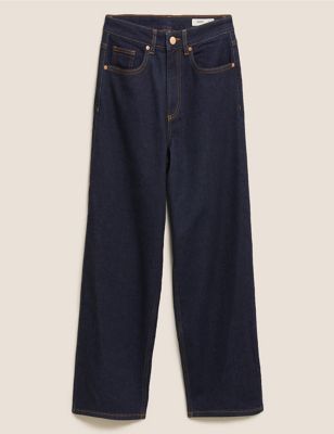 M&S Collection + High Waisted Barrel Cropped Jeans