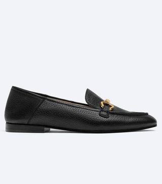 Uterqüe + Leather Loafers With Chain Link