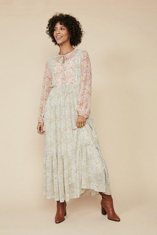 Oasis + Ditsy Print Beaded Dress