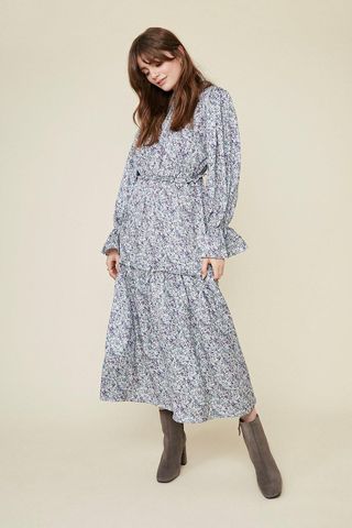 Oasis + Molly Ditsy Frill Detail Midi Dress