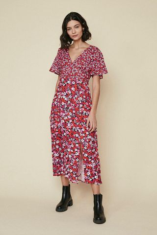 Oasis + Patched Floral Midi Dress