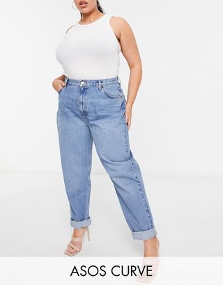ASOS + Design Curve High Rise 'Slouchy' Mom Jean in Midwash