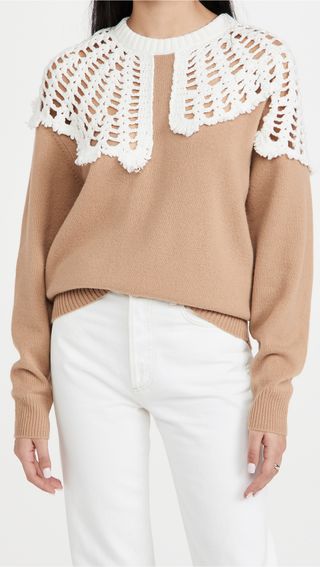Tibi + Lana Crochet Collar Pullover