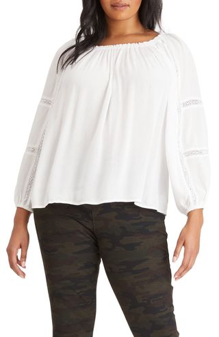 Sanctuary + Say So Lace Inset Convertible Off the Shoulder Blouse
