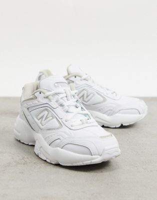 New Balance + 452 Trainers in White/Grey