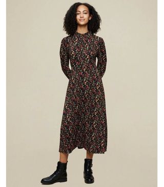 Dorothy Perkins + Ditsy Floral Print Shirred Midi Dress