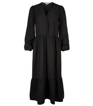 Oliver Bonas + Black Tiered Midi Dress
