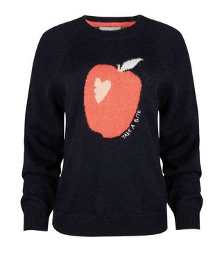 Oliver Bonas + Apple Motif Navy Knitted Jumper