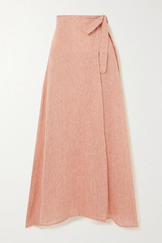 Le Kasha + + Net Sustain Muscat Organic Linen Wrap Skirt