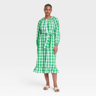 Who What Wear x Target + Gingham Long Sleeve Dress