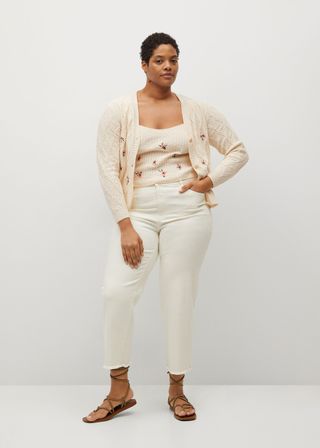 Violeta by Mango + Embroidered Knit Cardigan