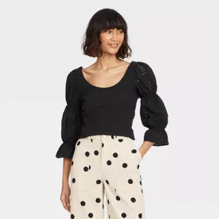 Who What Wear x Target + Eyelet Scoop Neck Top