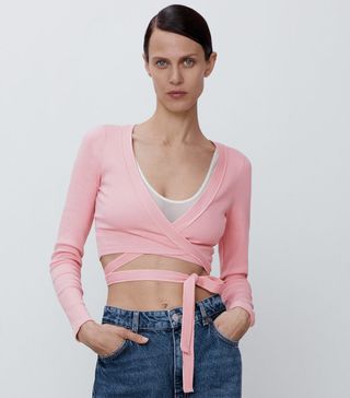 Zara + Tied Cropped Sweater
