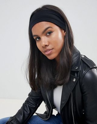 ASOS Design + Wide Jersey Headband in Black