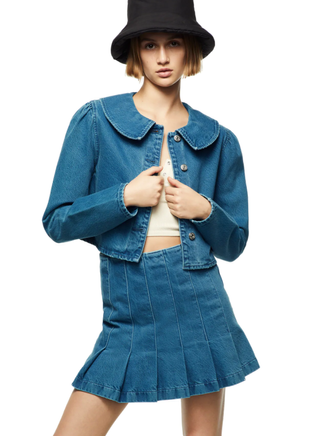 Zara + Cropped Denim Jacket