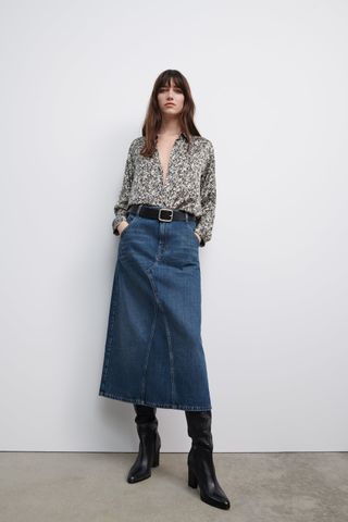 Zara + ‘70s Premium Denim Midi Skirt